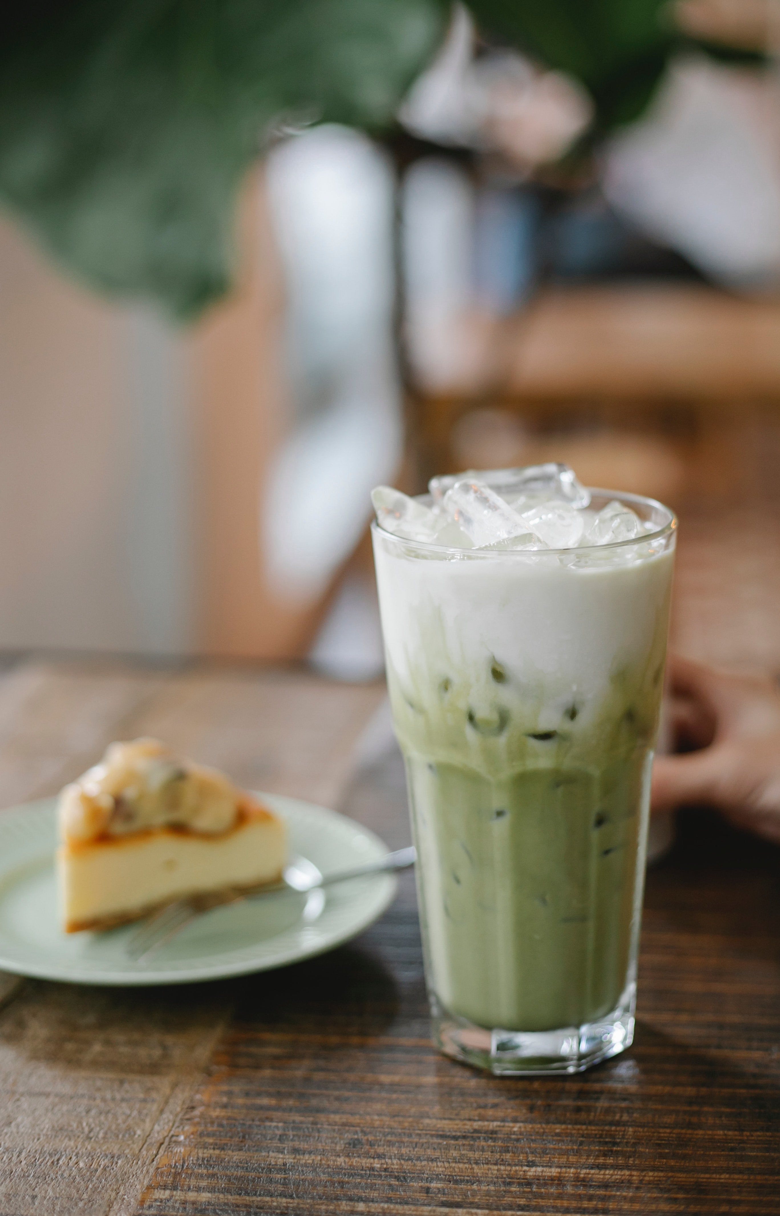 Matcha latte and pastry